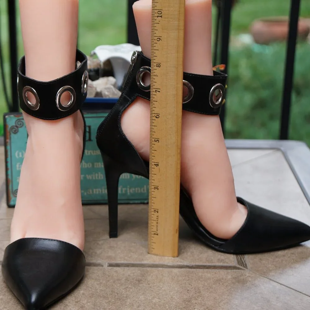 ZARA TRAFALUC  NEGRO/BLACK/NOIR  anklLeather HEELS - Picture 12 of 14